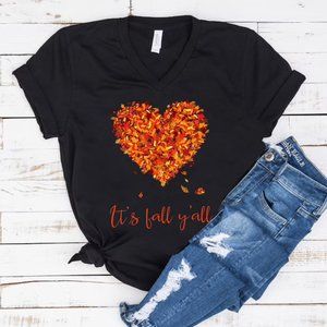 It's Fall Y'all V Neck Shirt, Halloween Shirt